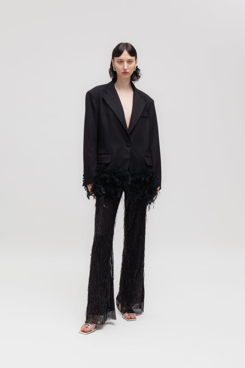 Weili zheng Giacca in gabardina con piume In Vendita
