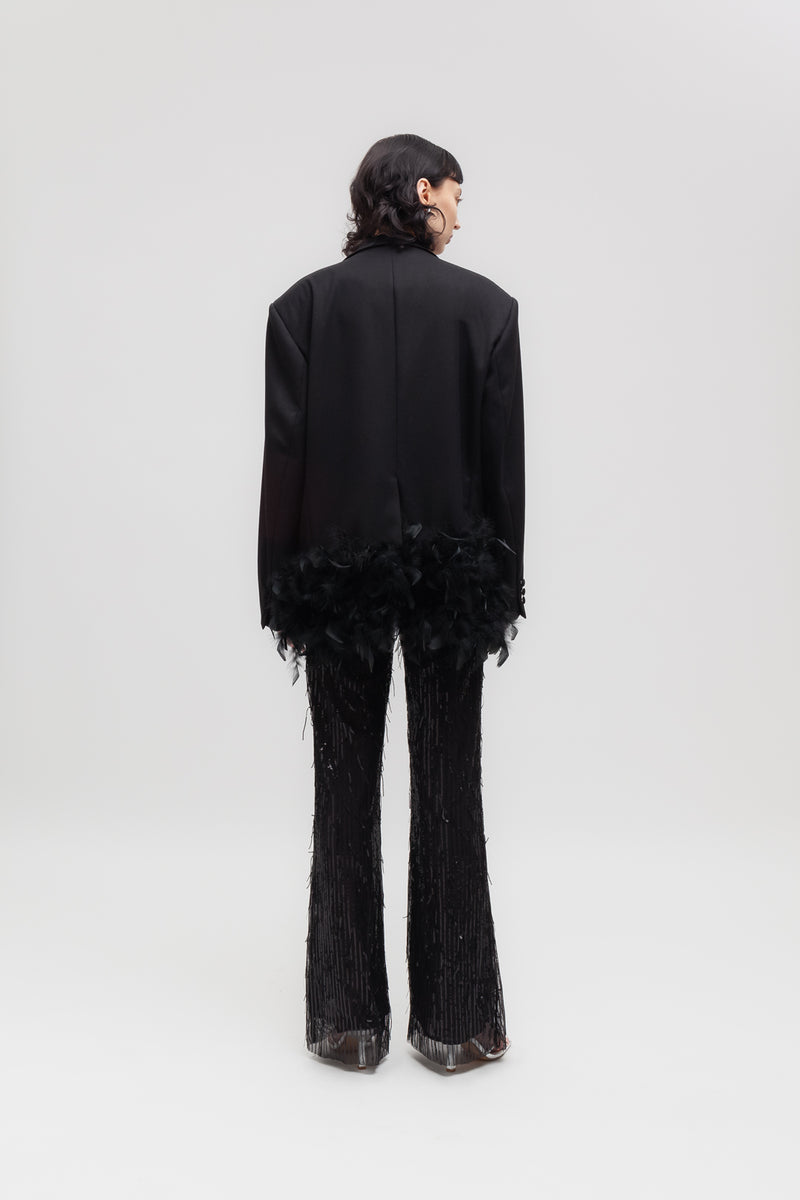 Weili zheng Giacca in gabardina con piume In Vendita