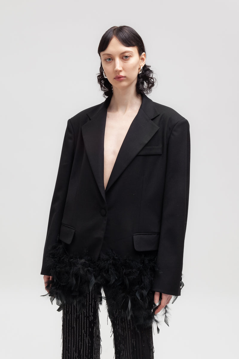 Weili zheng Giacca in gabardina con piume In Vendita