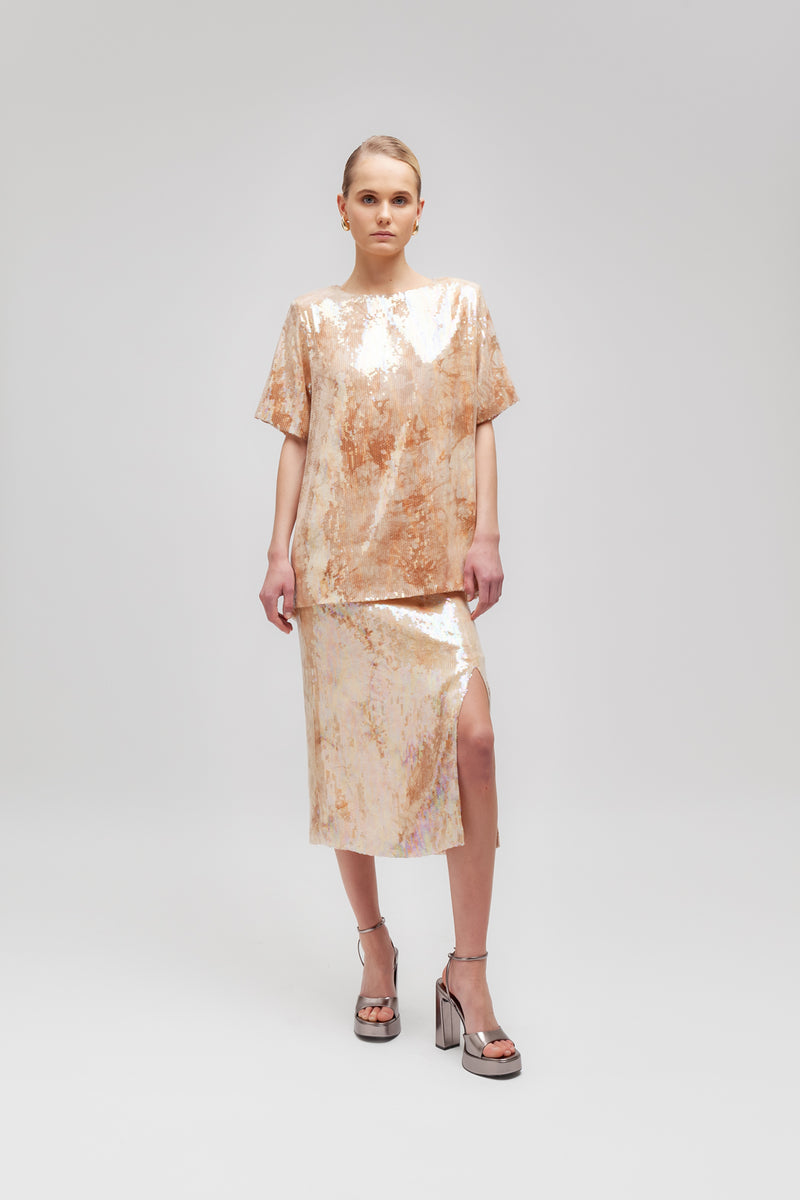 Weili zheng T-shirt in paillettes Vendita Calda
