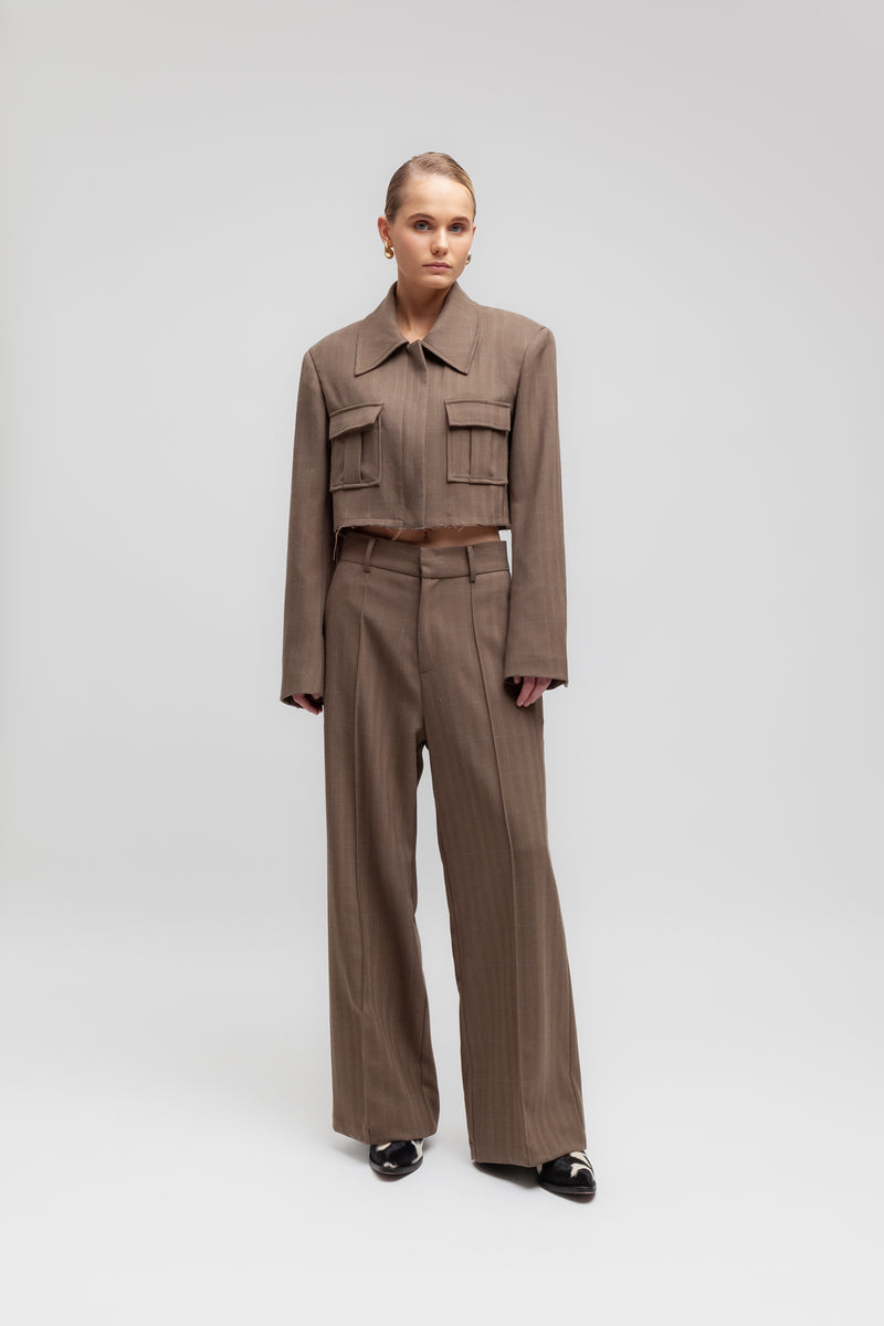 Weili zheng Pantalone wide leg in panno spigato Nuova