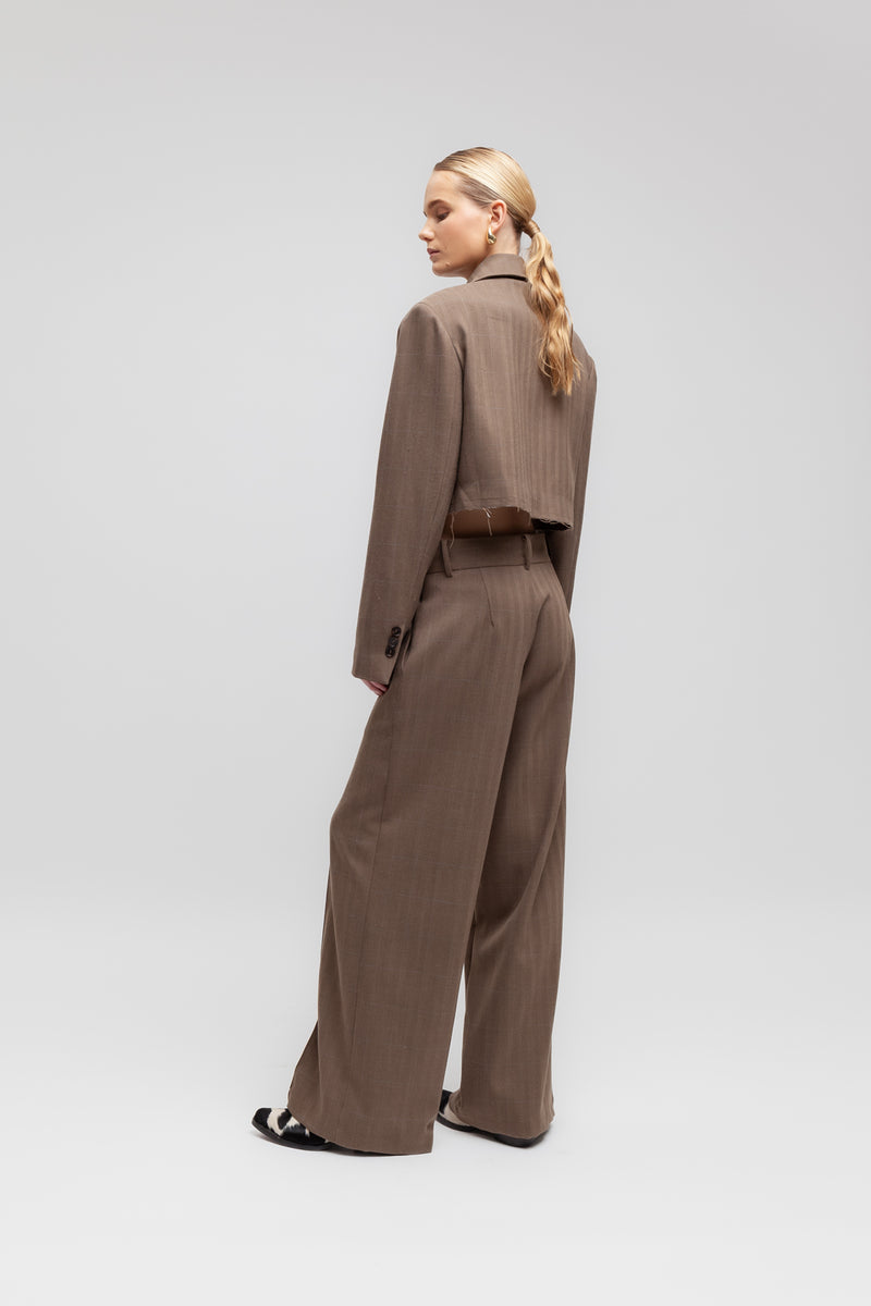 Weili zheng Pantalone wide leg in panno spigato Nuova