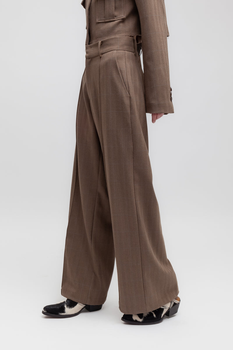 Weili zheng Pantalone wide leg in panno spigato Nuova