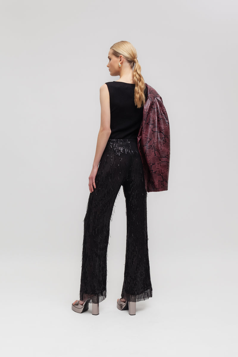 Weili zheng Pantalone flare in paillettes Spedizione gratuita