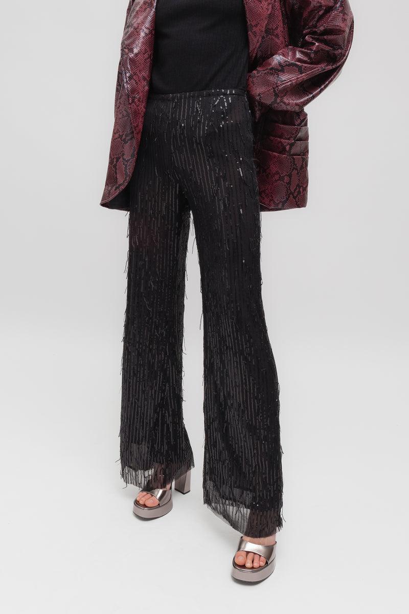 Weili zheng Pantalone flare in paillettes Spedizione gratuita