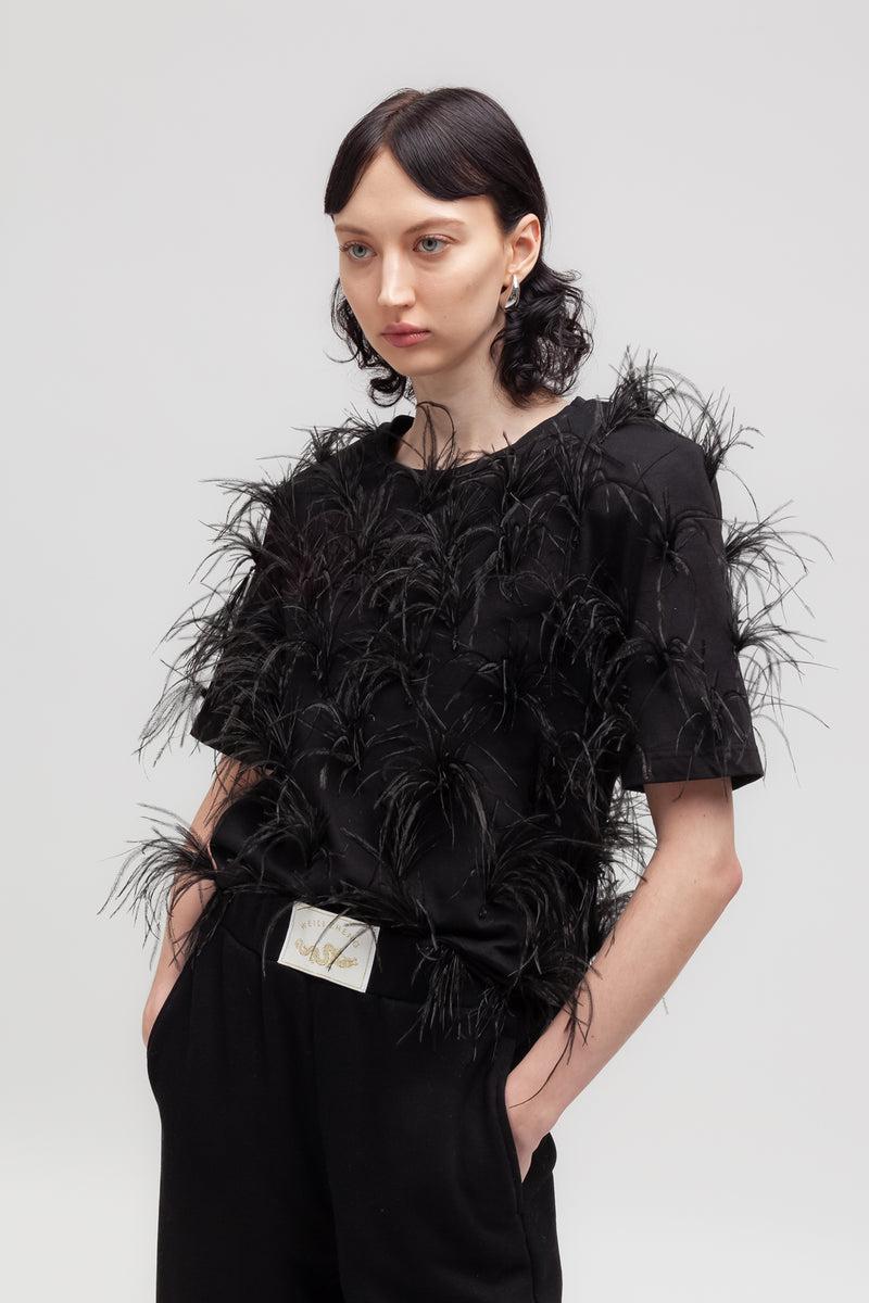 Weili zheng T-shirt con piume Comprare a buon mercato