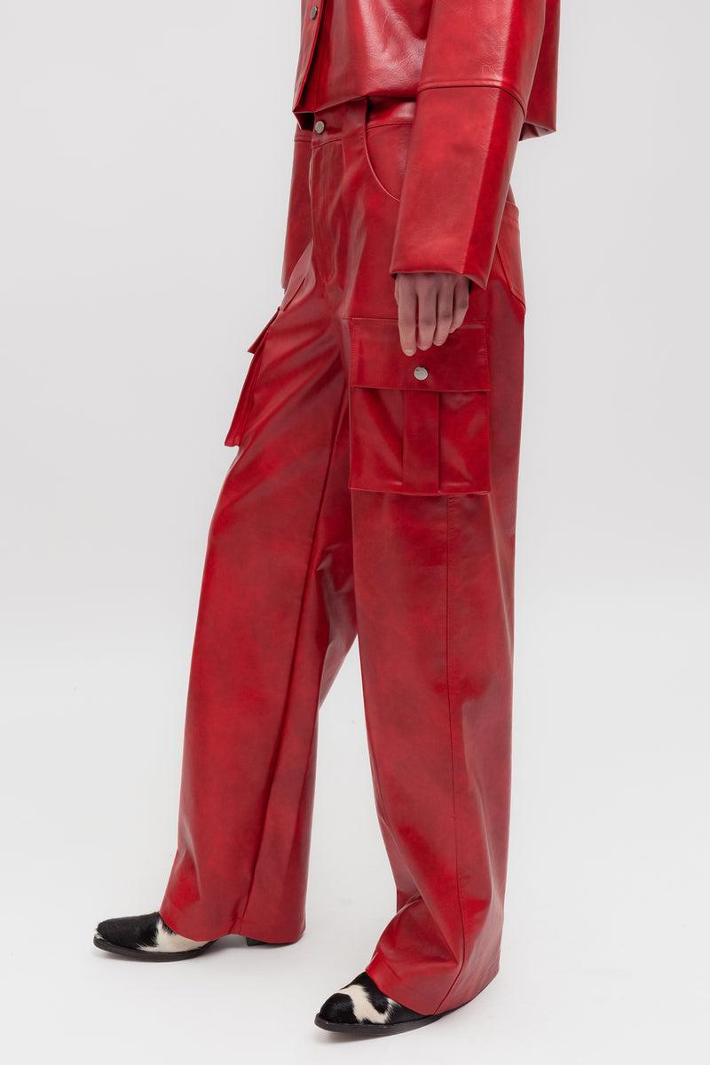 Weili zheng Pantalone tasconato in ecopelle Offerta settimanale