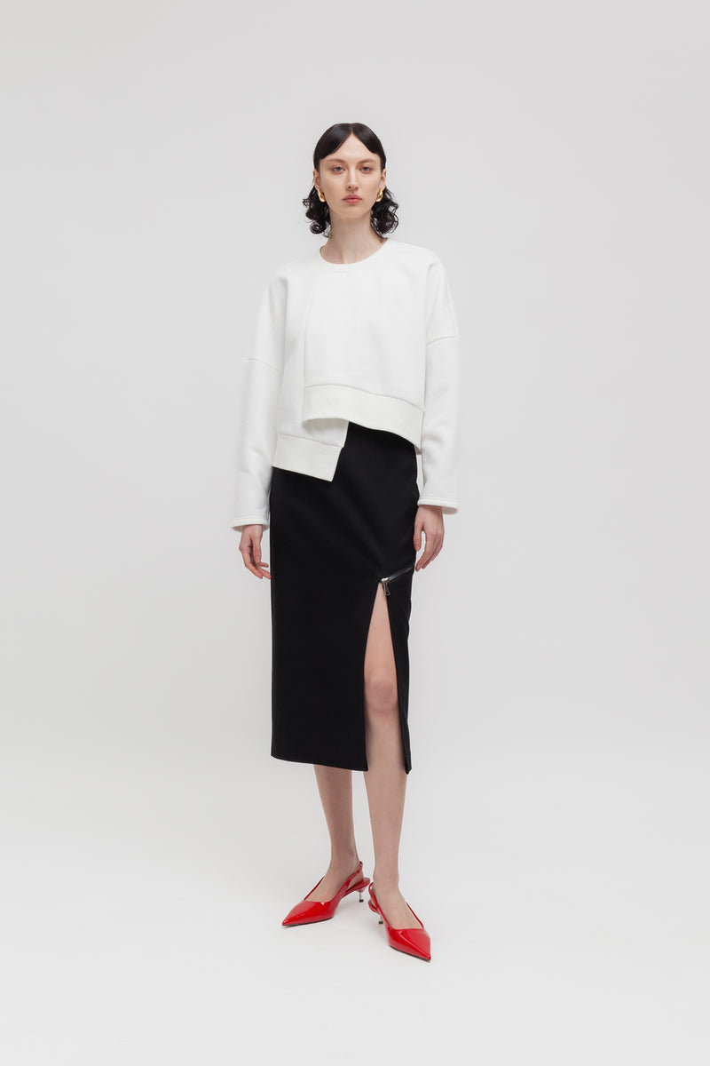 Weili zheng Longuette in gabardina con zip diagonale Fino al 60% di sconto