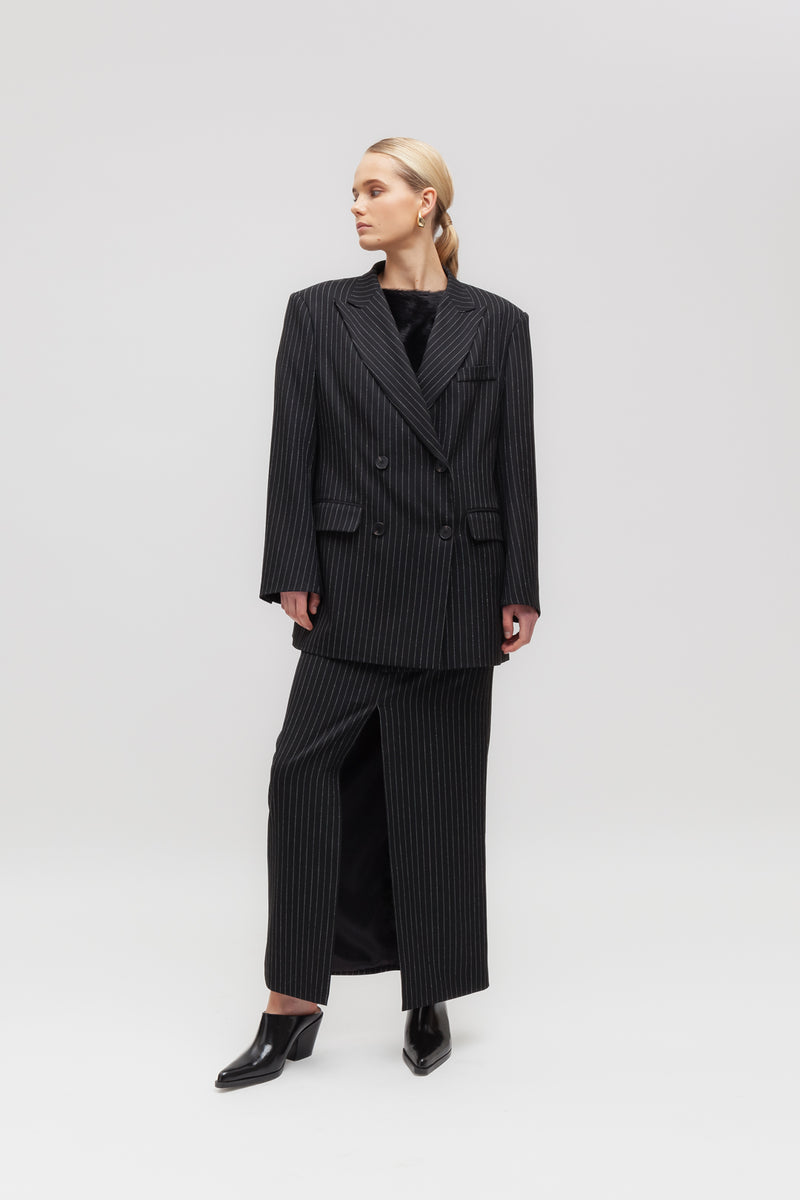 Weili zheng Blazer gessato con spalle imbottite Qualità Garantita