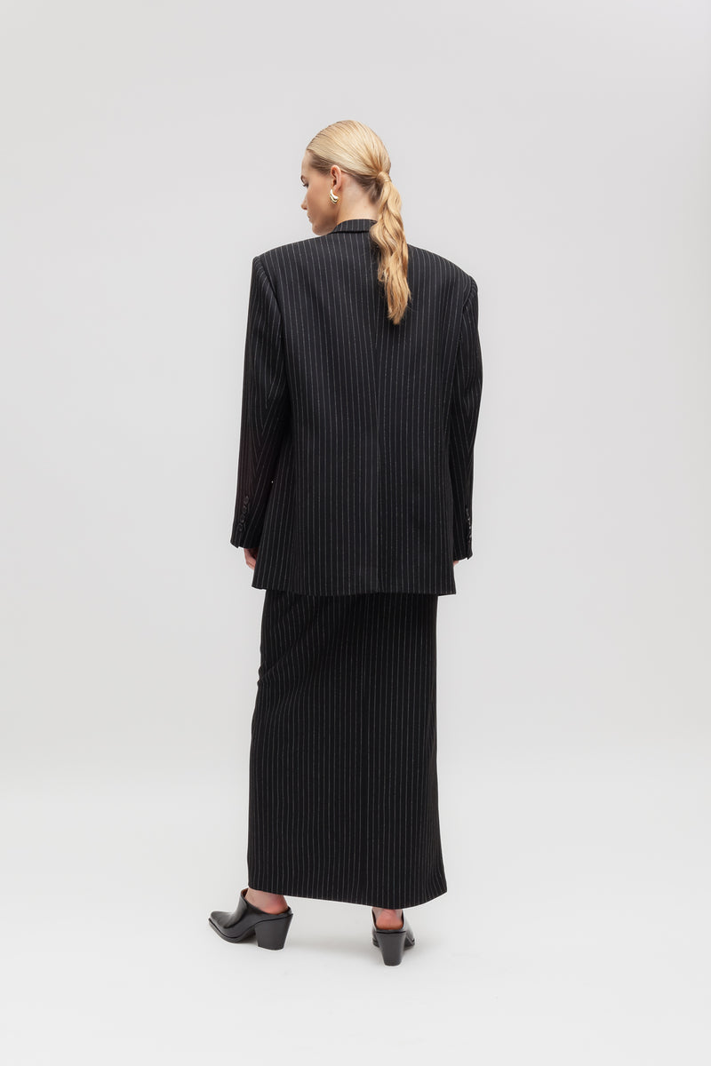 Weili zheng Blazer gessato con spalle imbottite Qualità Garantita