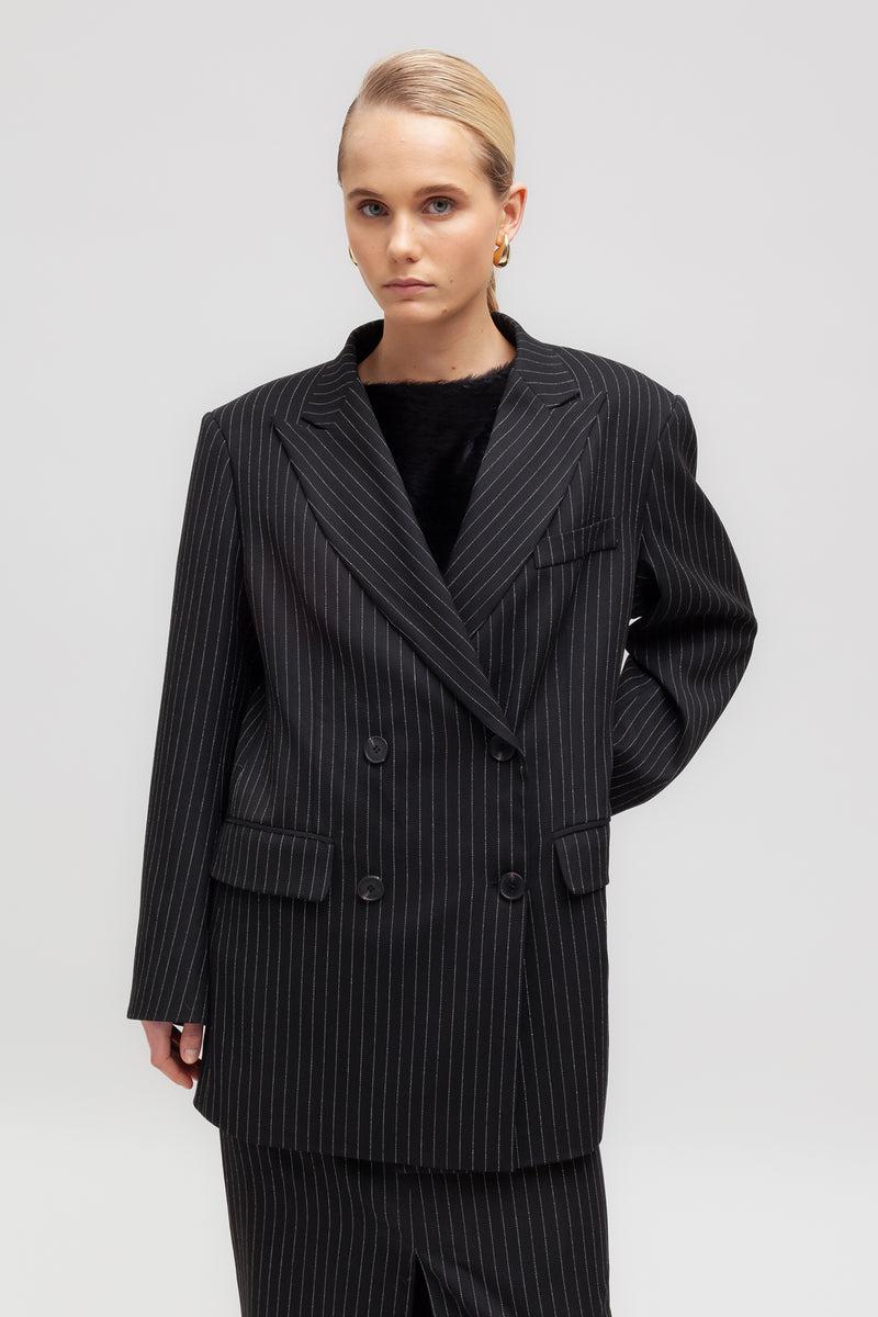 Weili zheng Blazer gessato con spalle imbottite Qualità Garantita