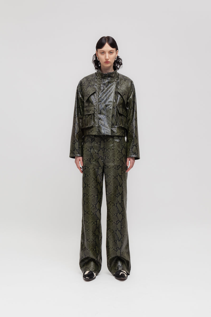 Weili zheng Biker in ecopelle pitonata Affare Del Giorno