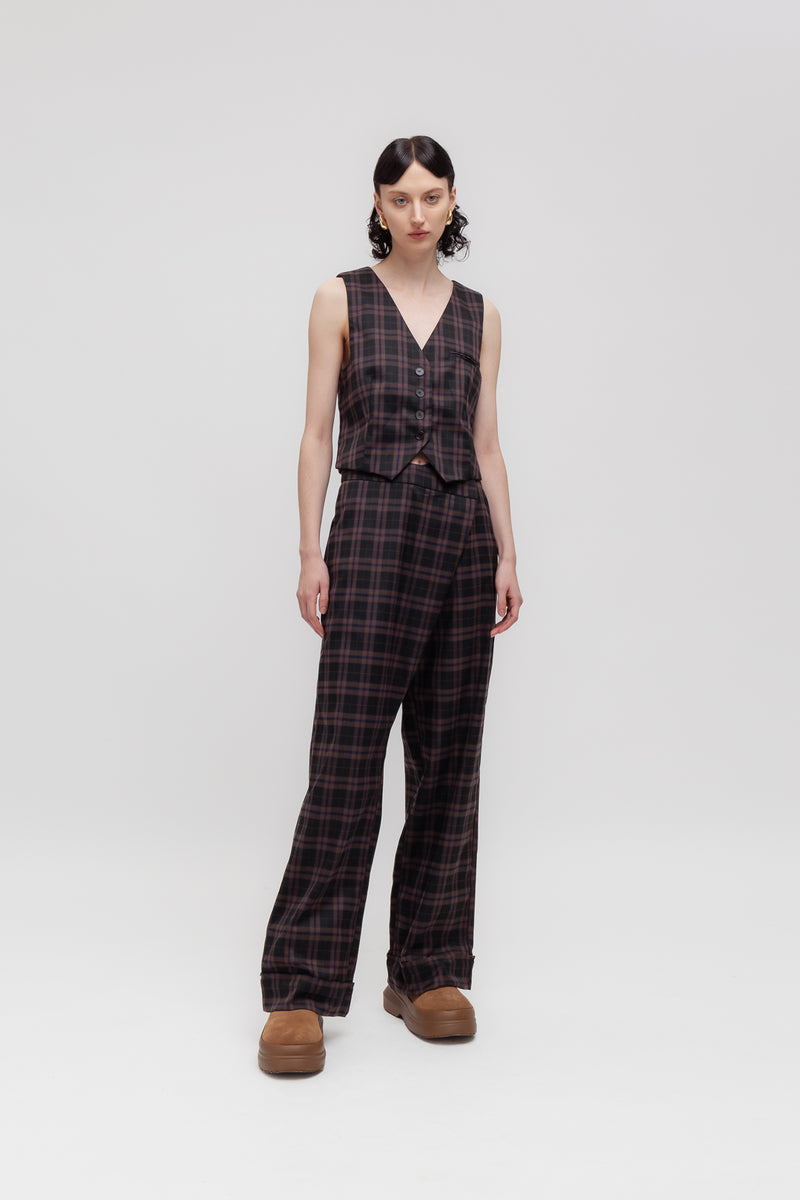 Weili zheng Gilet classico in gabardina check Presa