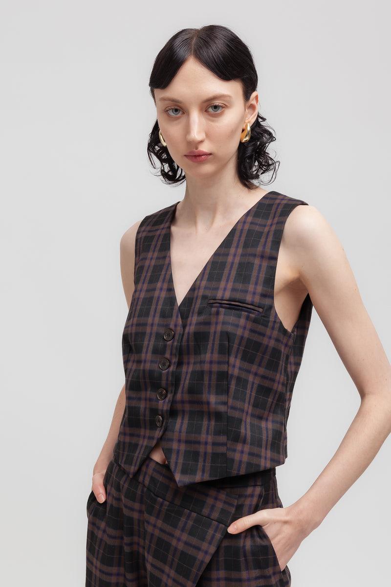 Weili zheng Gilet classico in gabardina check Presa