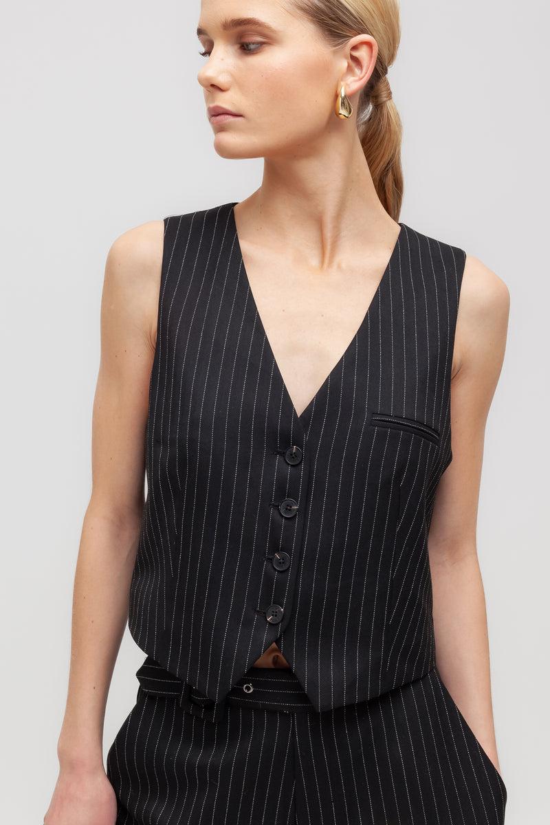Weili zheng Gilet classico in gabardina gessata Sconto