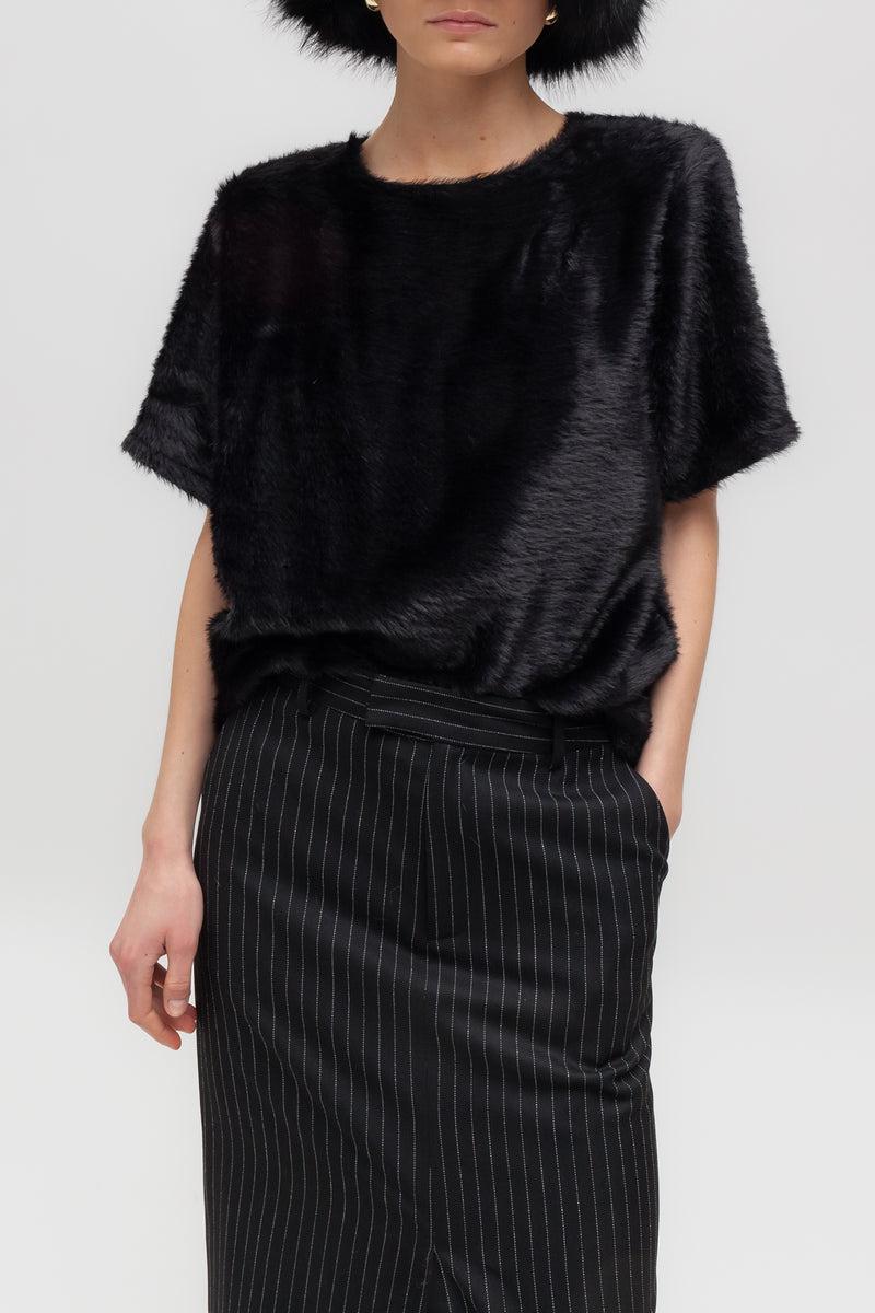 Weili zheng T-shirt in tessuto furry Negozio