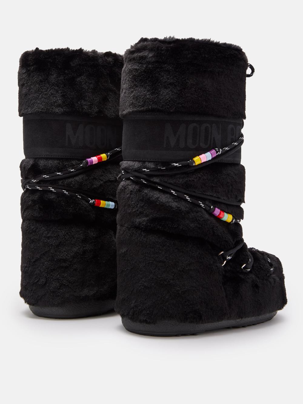 Moon Boot ICON FAUX-FUR BEADS NERO Italy