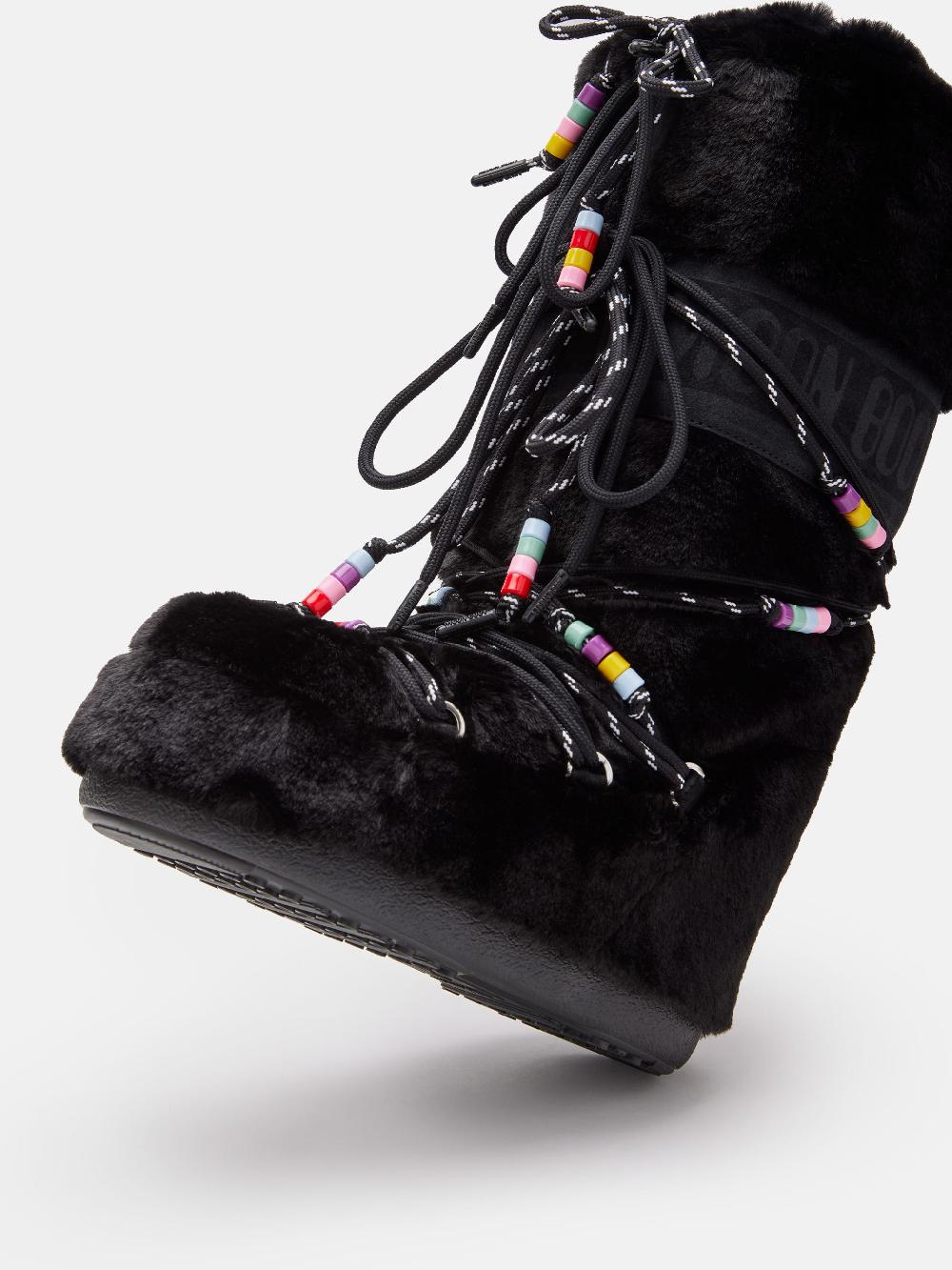 Moon Boot ICON FAUX-FUR BEADS NERO Italy