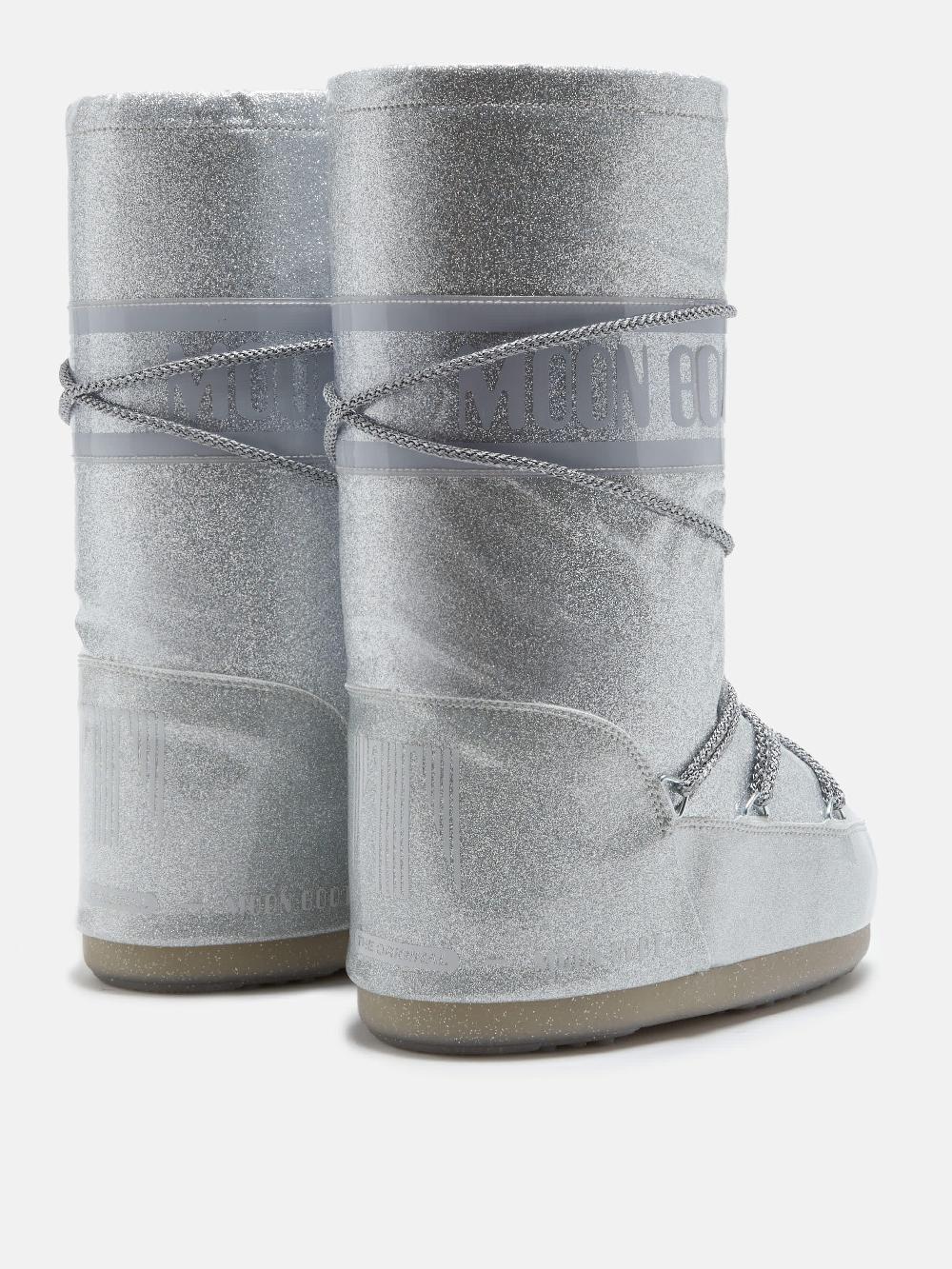 Moon Boot ICON GLITTER ARGENTO Spedizione Gratuita