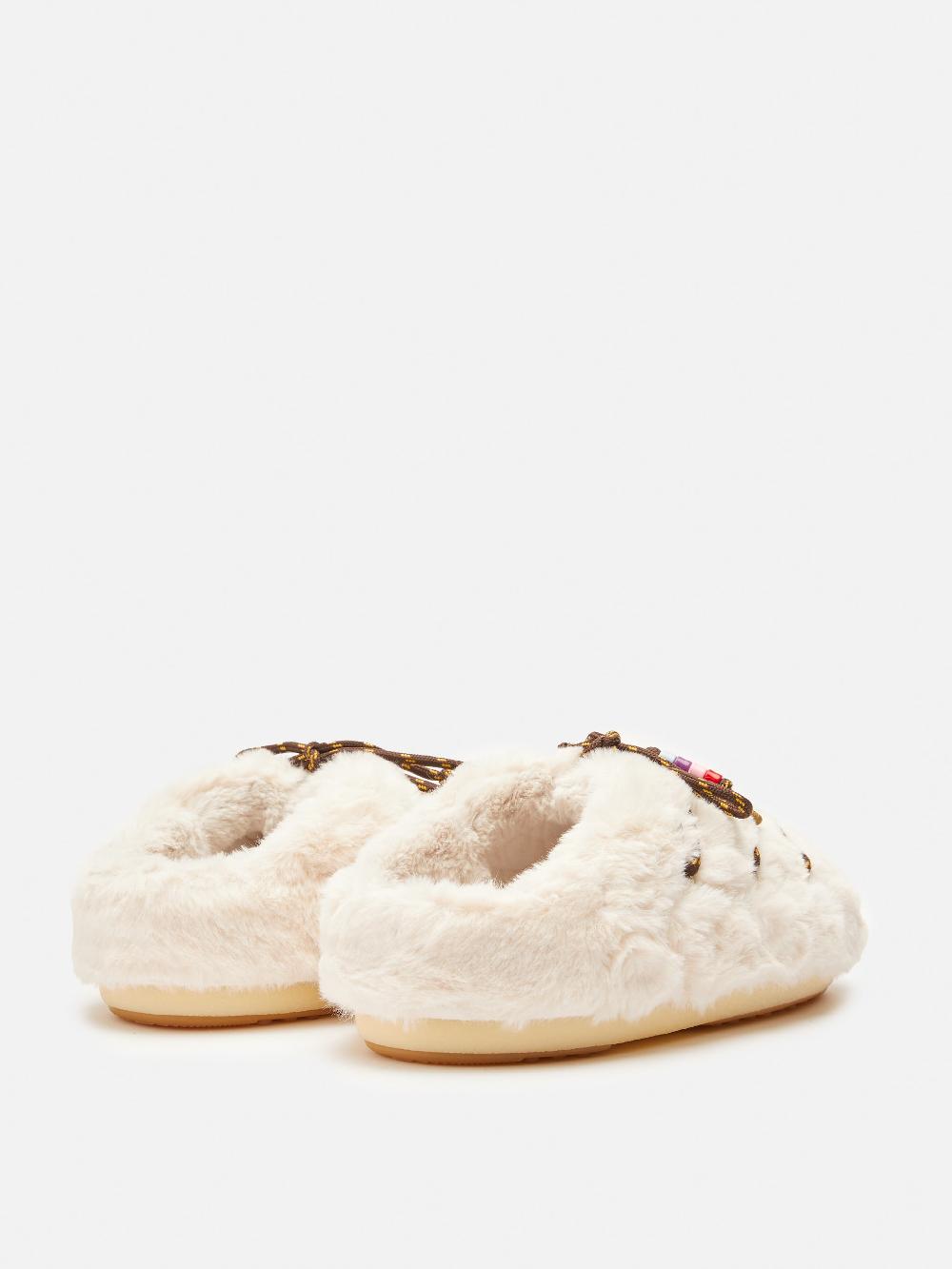 Moon Boot MULE FAUX-FUR BEADS PANNA Vendita Economica
