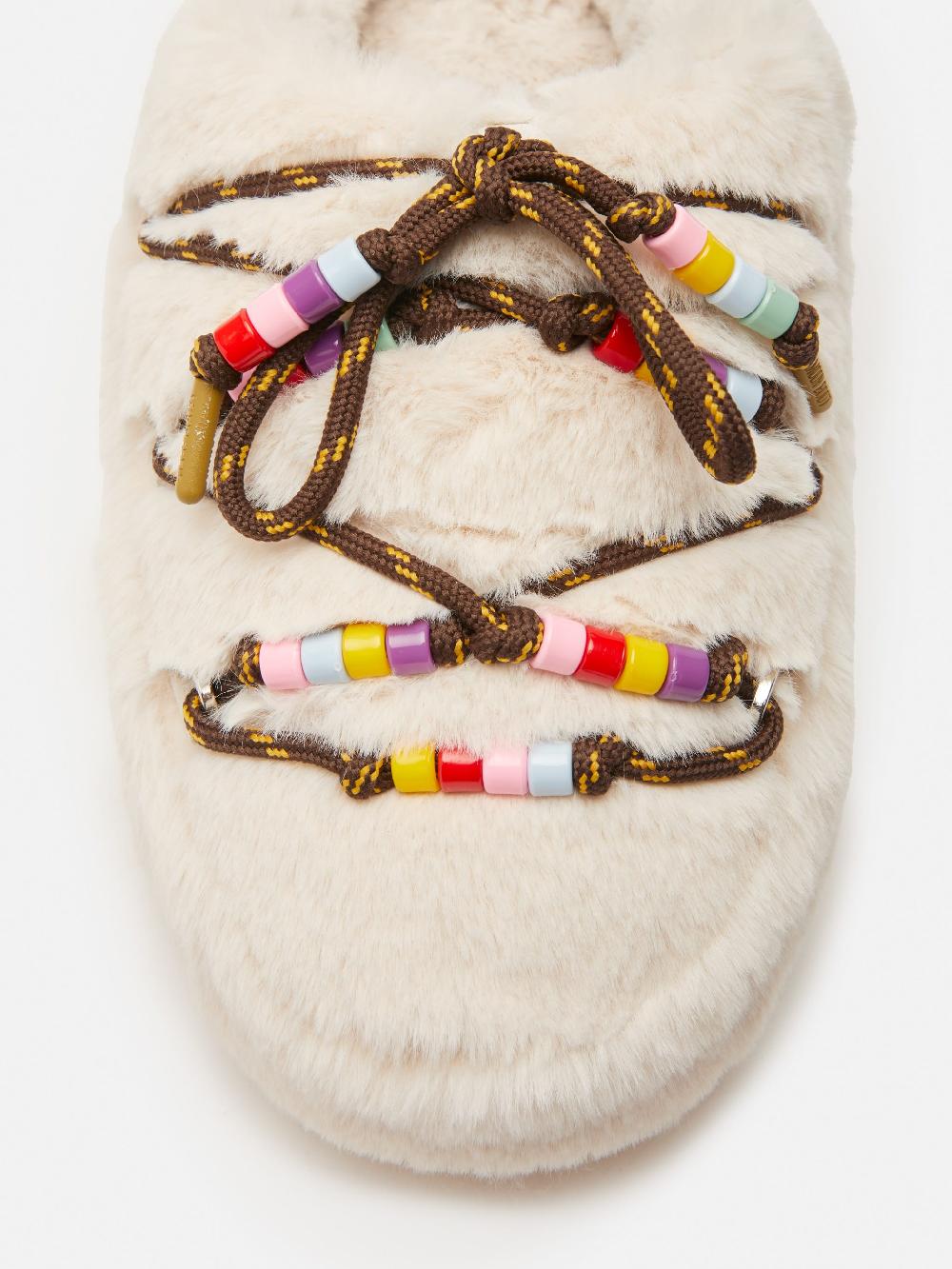 Moon Boot MULE FAUX-FUR BEADS PANNA Vendita Economica
