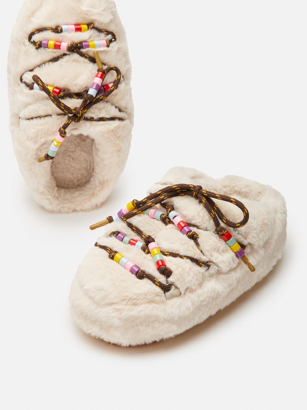 Moon Boot MULE FAUX-FUR BEADS PANNA Vendita Economica