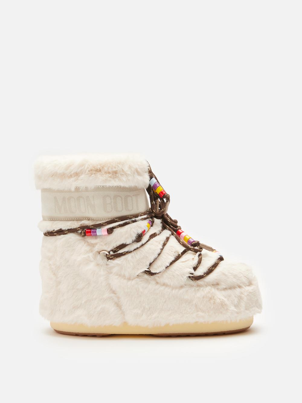 Moon Boot ICON LOW FAUX-FUR BEADS PANNA Hotsell