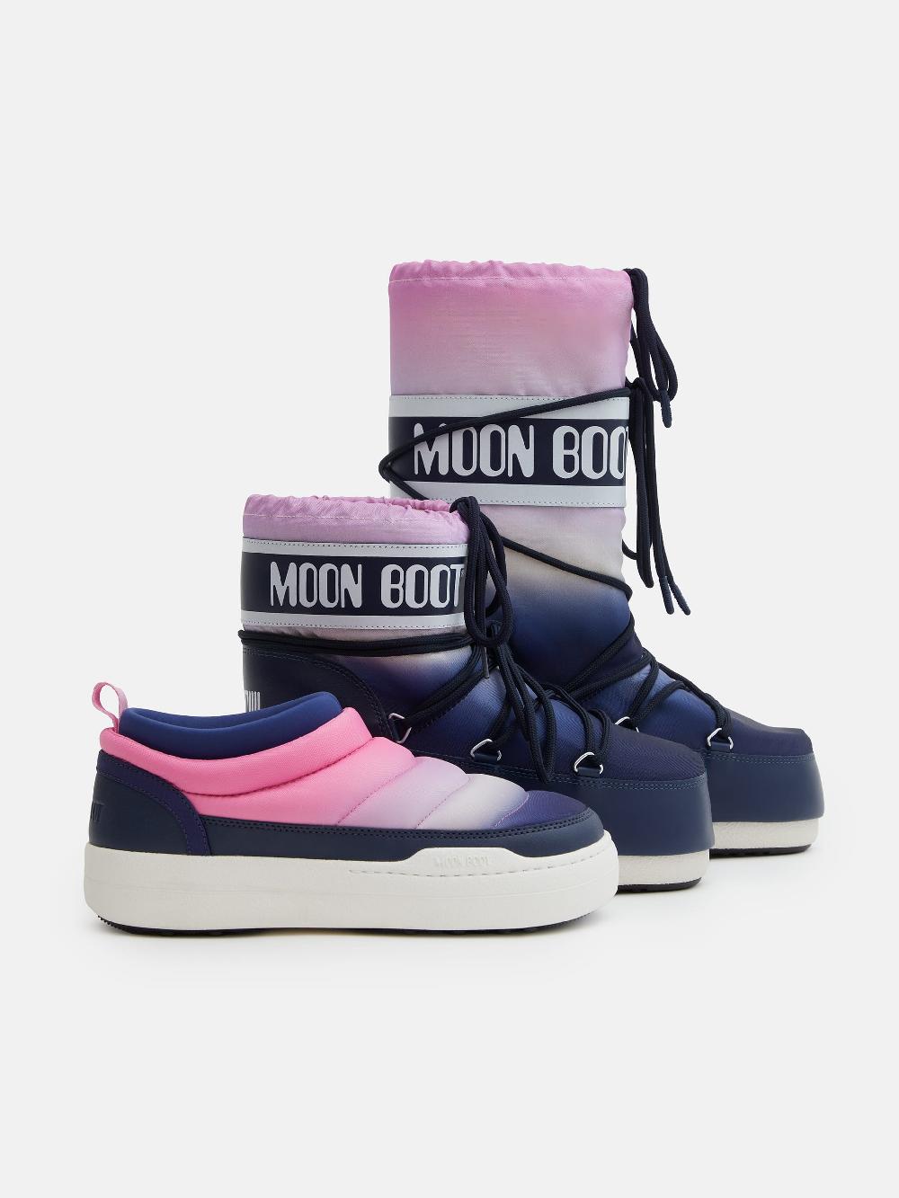 Moon Boot ICON LOW BLU CON STAMPA MOONRISE Vendita Calda