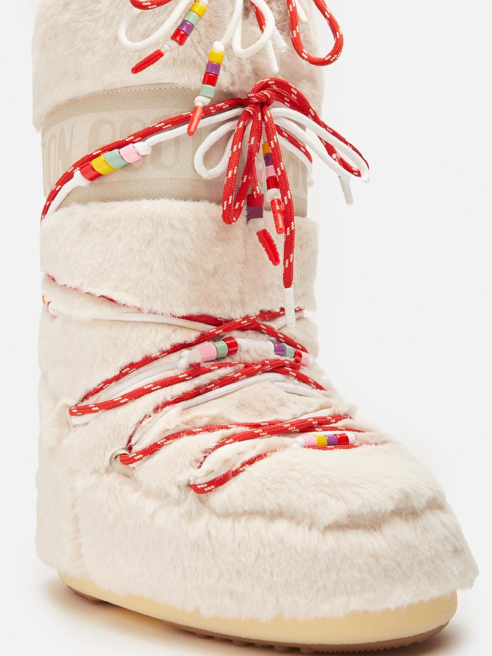 Moon Boot ICON FAUX-FUR BEADS PANNA Vendite Flash