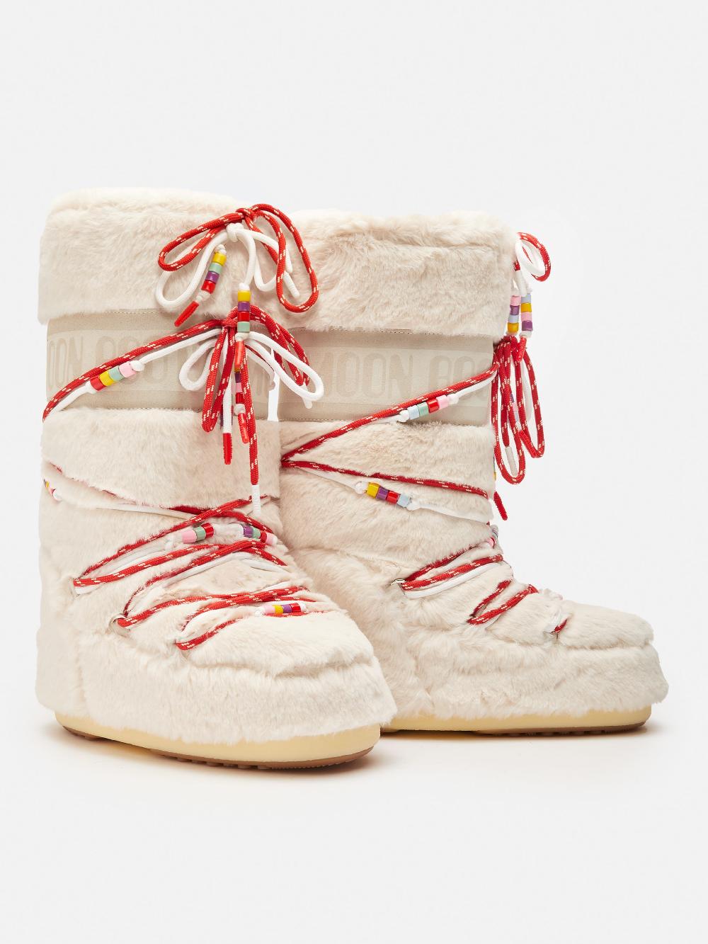 Moon Boot ICON FAUX-FUR BEADS PANNA Vendite Flash