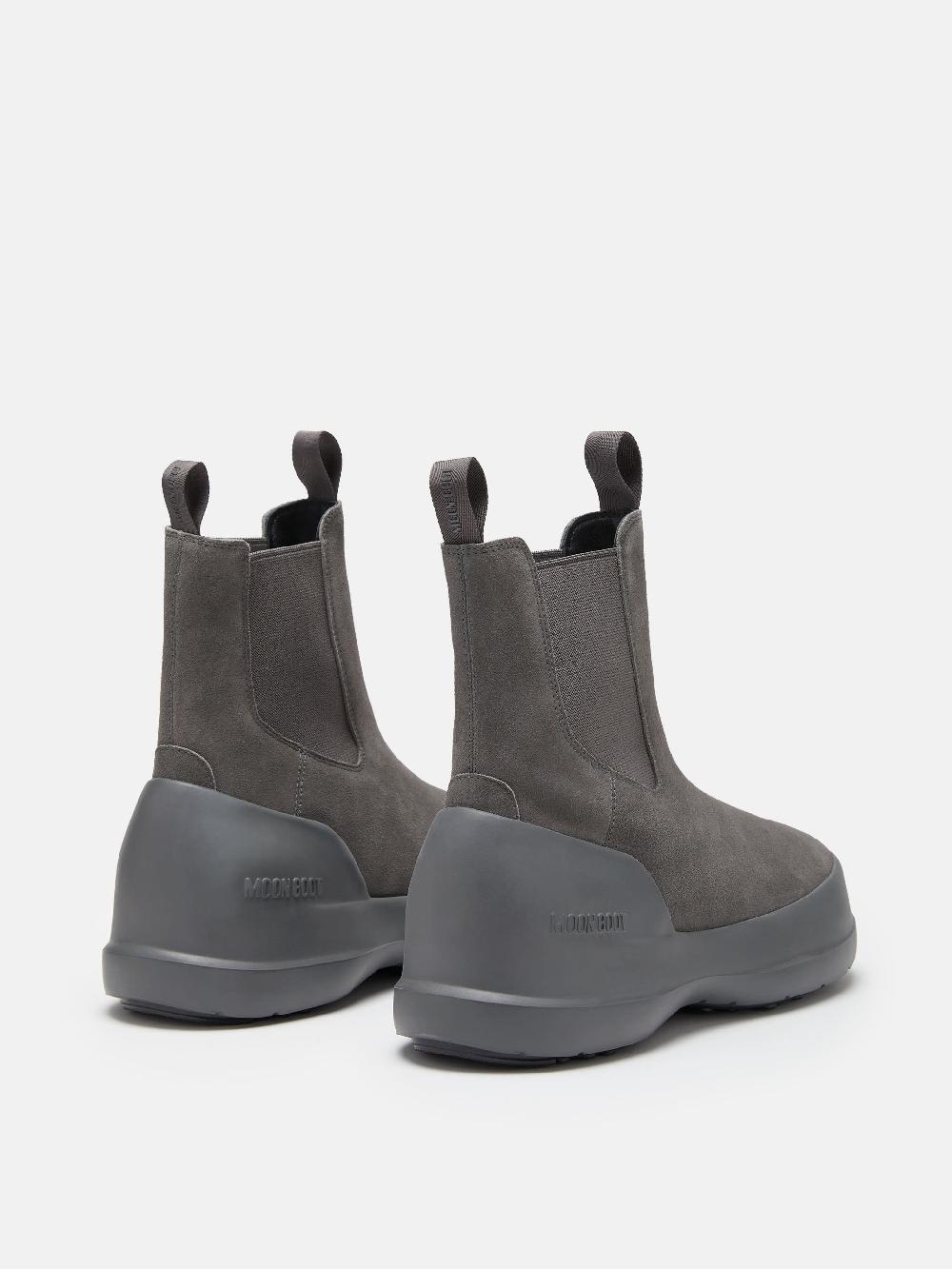 Moon Boot STIVALE LUNA CHELSEA GRIGIO IN PELLE SCAMOSCIATA Nuovo
