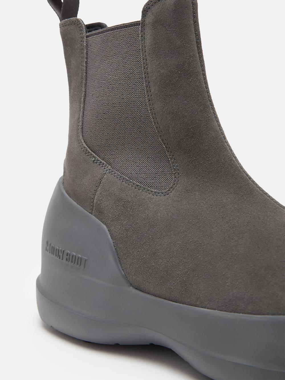 Moon Boot STIVALE LUNA CHELSEA GRIGIO IN PELLE SCAMOSCIATA Nuovo
