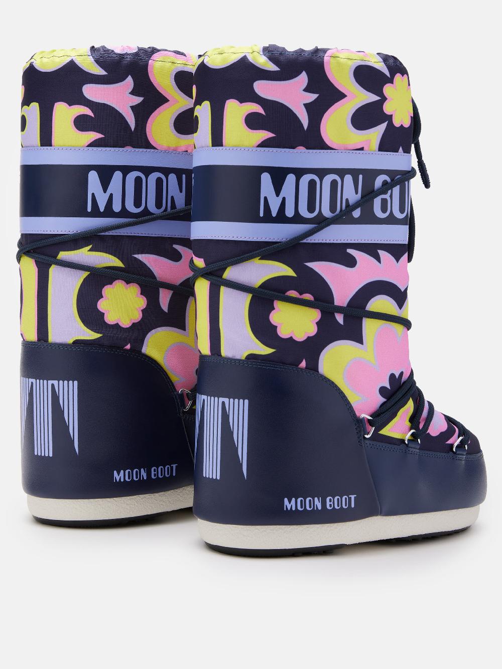 Moon Boot ICON BLU CON MOTIVO FLOREALE Spedizione Gratuita