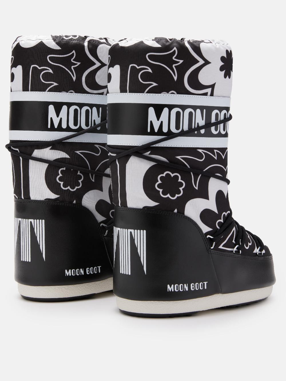 Moon Boot ICON NERO CON MOTIVO FLOREALE Soddisfazione Garantita