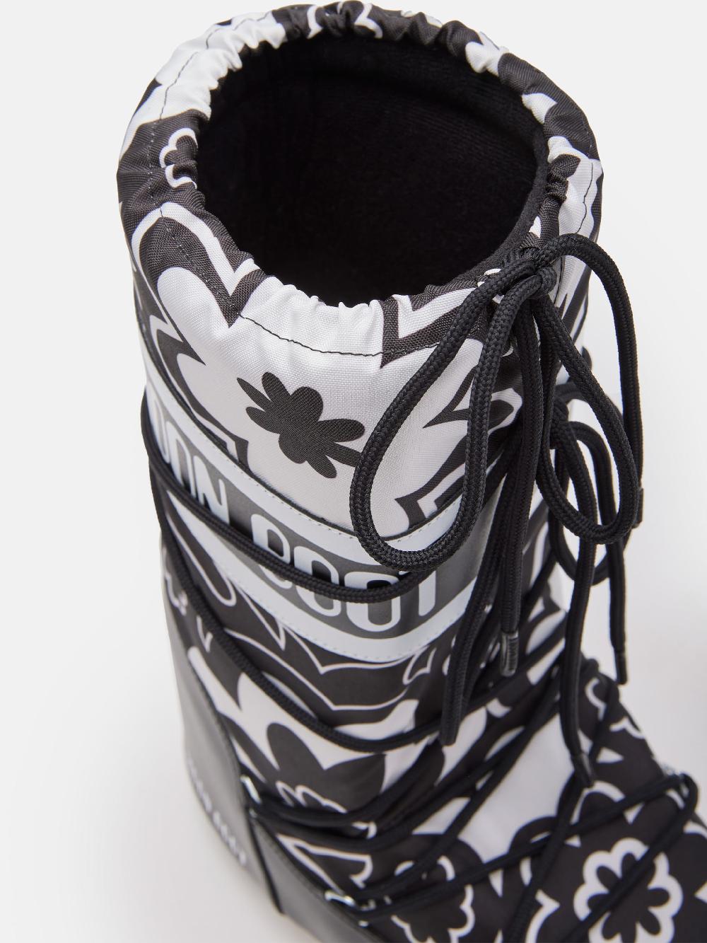 Moon Boot ICON NERO CON MOTIVO FLOREALE Soddisfazione Garantita