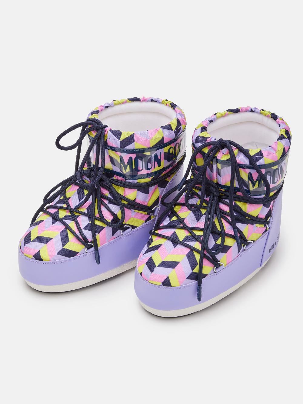 Moon Boot ICON LOW LILLA CON STAMPA OPTICAL Negozi Online