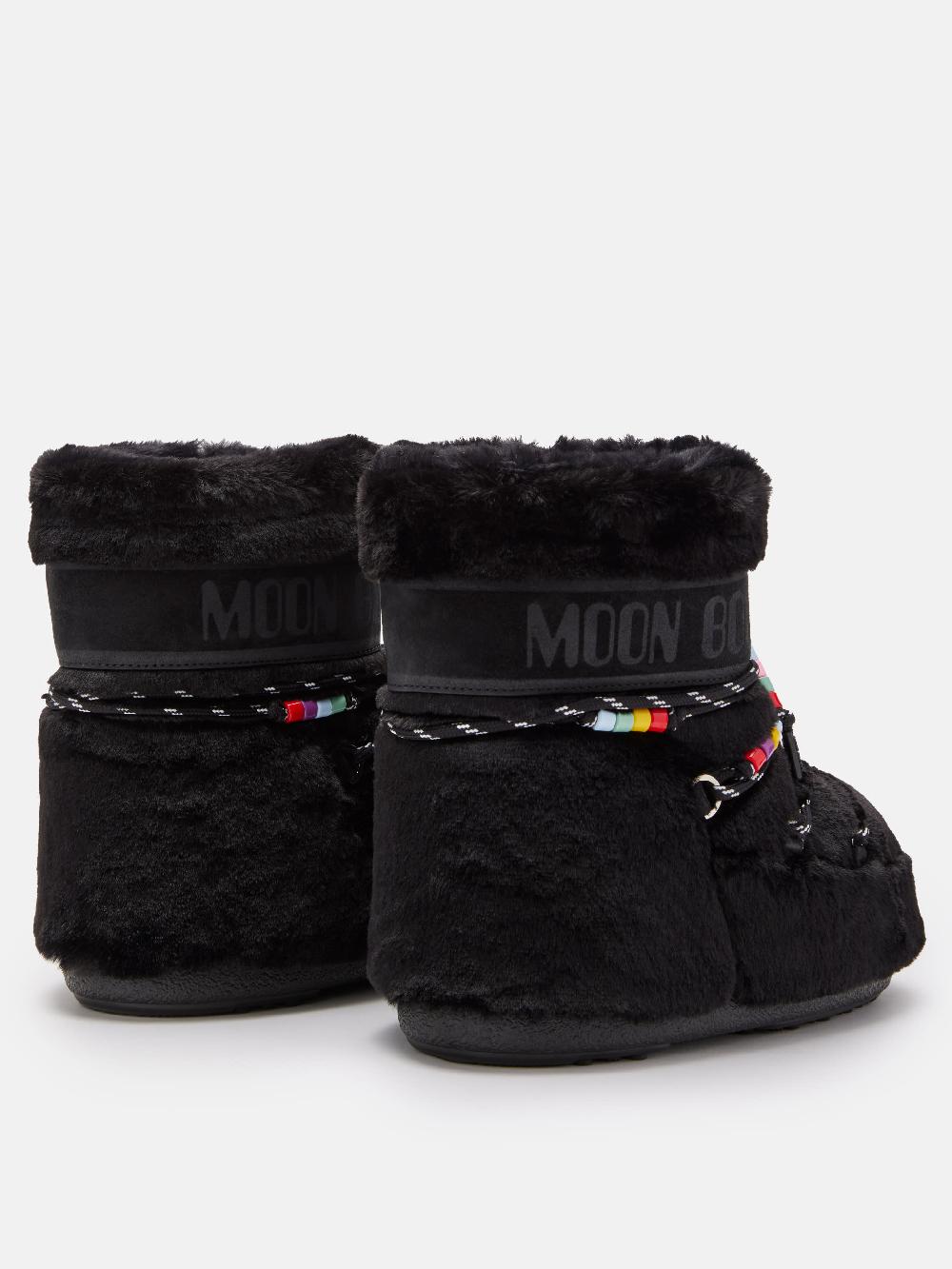 Moon Boot ICON LOW FAUX-FUR BEADS NERO Consegna Veloce