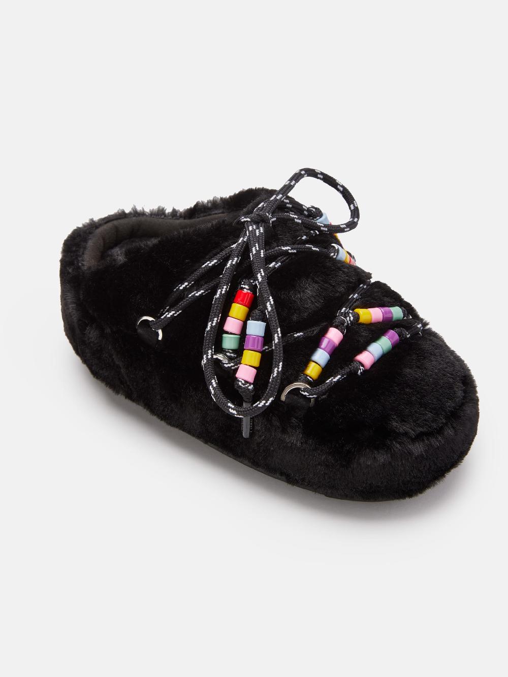 Moon Boot MULE FAUX-FUR BEADS NERO Presa
