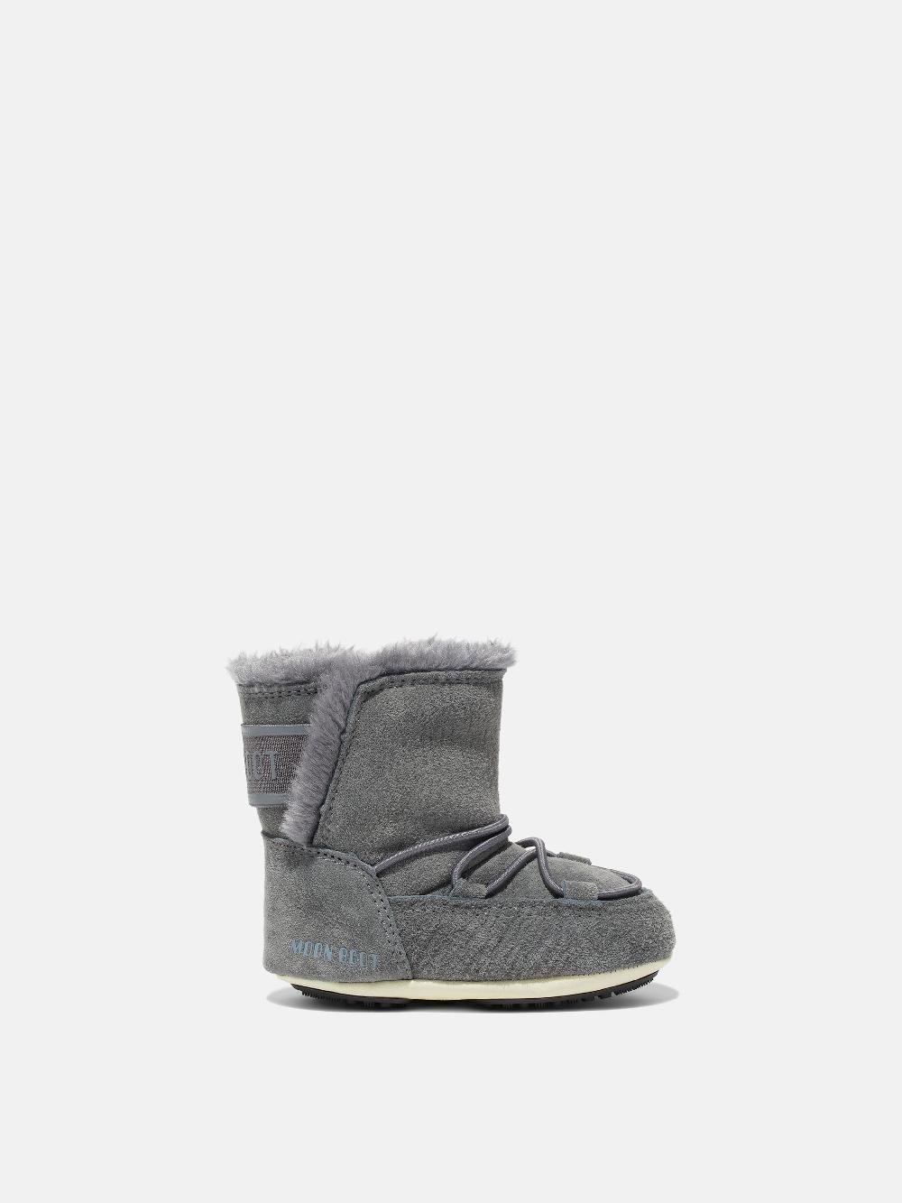 Moon Boot CRIB GRIGIO IN PELLE SCAMOSCIATA In Linea