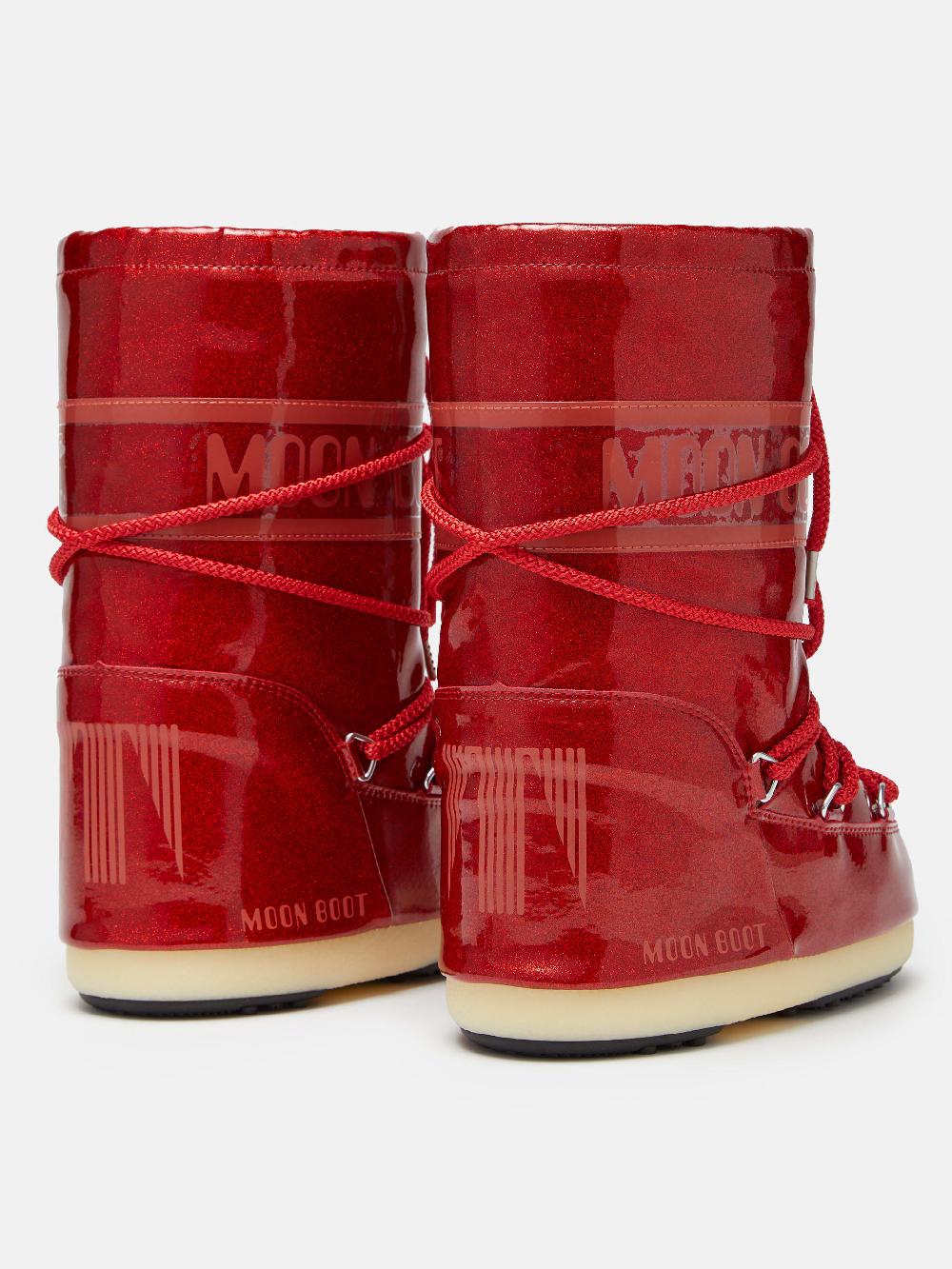 Moon Boot ICON JUNIOR GLITTER ROSSO Nuovo
