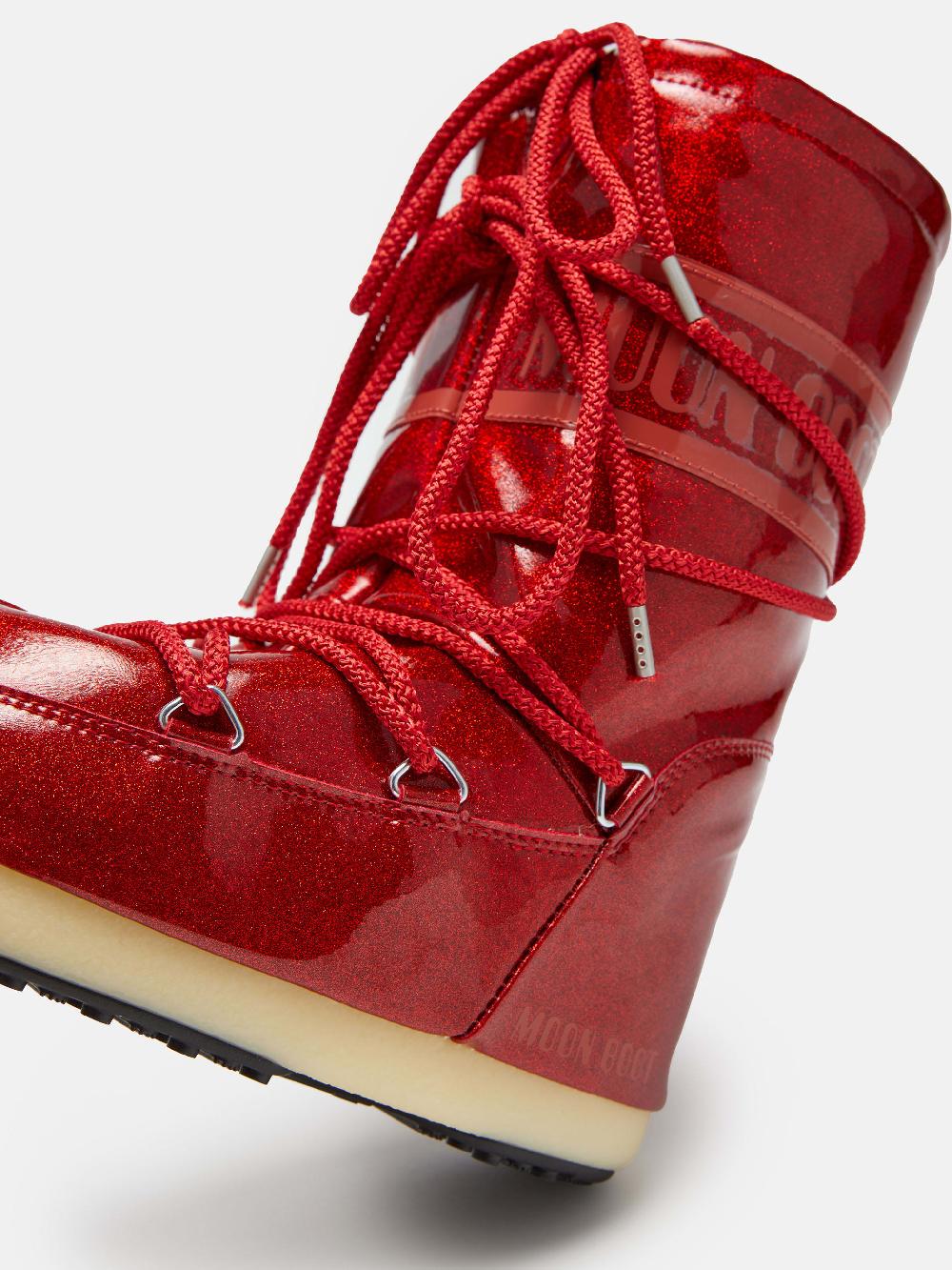 Moon Boot ICON JUNIOR GLITTER ROSSO Nuovo