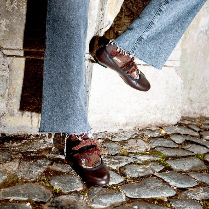 Allagiulia Ballerina Lolita Frangia TABACCO Sconto
