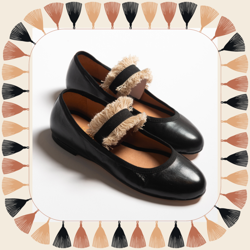 Allagiulia Ballerina Lolita NERO Frangia SABBIA Economico