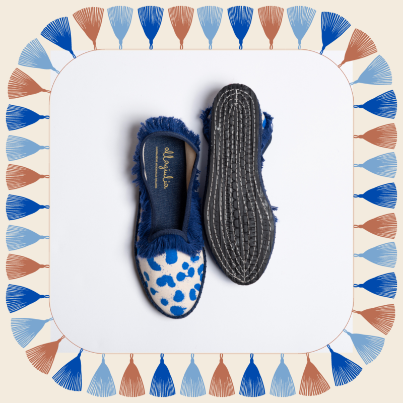 Allagiulia -Capsule Santorini- Friù Venezia Frangia CANVAS TIGROTTO BLUETTE Super sconto